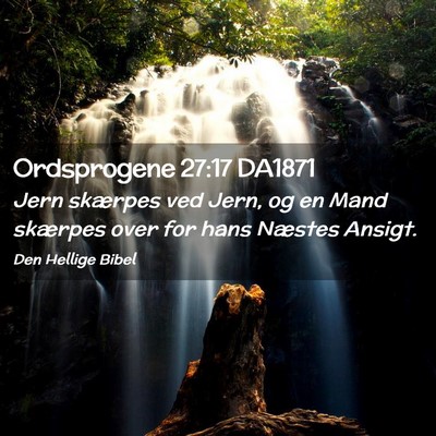Picture 02 - Ordsprogene 27:17 DA1871 - Jern skærpes ved Jern, og en Mand skærpes over - Bible Verse Picture