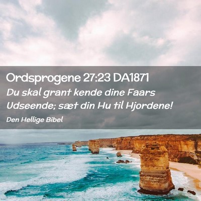 Picture 02 - Ordsprogene 27:23 DA1871 - Du skal grant kende dine Faars Udseende; sæt din - Bible Verse Picture