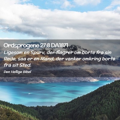 Picture 02 - Ordsprogene 27:8 DA1871 - Ligesom en Spurv, der flagrer om borte fra sin - Bible Verse Picture