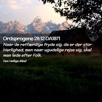 Picture 02 - Ordsprogene 28:12 DA1871 - Naar de retfærdige fryde sig, da er der stor - Bible Verse Picture