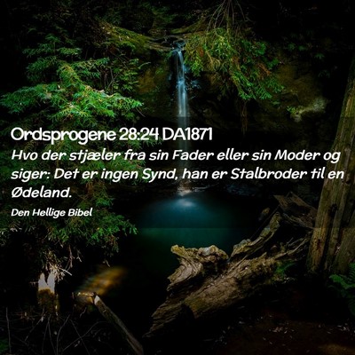 Picture 02 - Ordsprogene 28:24 DA1871 - Hvo der stjæler fra sin Fader eller sin Moder og - Bible Verse Picture