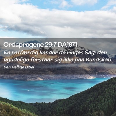 Picture 02 - Ordsprogene 29:7 DA1871 - En retfærdig kender de ringes Sag; den ugudelige - Bible Verse Picture