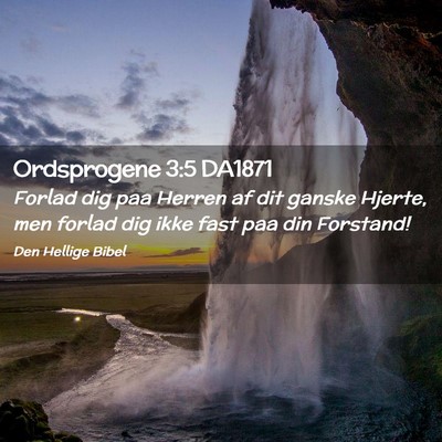 Picture 02 - Ordsprogene 3:5 DA1871 - Forlad dig paa Herren af dit ganske Hjerte, men - Bible Verse Picture
