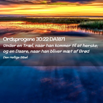 Picture 02 - Ordsprogene 30:22 DA1871 - Under en Træl, naar han kommer til at herske; og - Bible Verse Picture