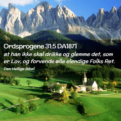Picture 02 - Ordsprogene 31:5 DA1871 - at han ikke skal drikke og glemme det, som er - Bible Verse Picture