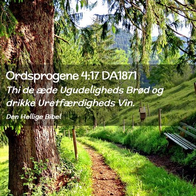 Picture 02 - Ordsprogene 4:17 DA1871 - Thi de æde Ugudeligheds Brød og drikke - Bible Verse Picture