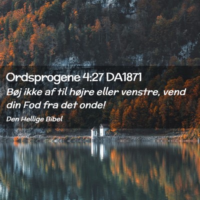 Picture 02 - Ordsprogene 4:27 DA1871 - Bøj ikke af til højre eller venstre, vend din - Bible Verse Picture