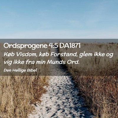 Picture 02 - Ordsprogene 4:5 DA1871 - Køb Visdom, køb Forstand, glem ikke og vig ikke - Bible Verse Picture