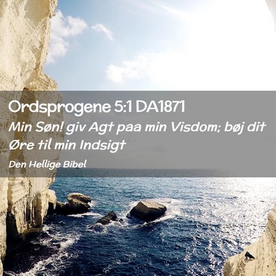 Picture 02 - Ordsprogene 5:1 DA1871 - Min Søn! giv Agt paa min Visdom; bøj dit Øre - Bible Verse Picture