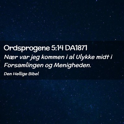 Picture 02 - Ordsprogene 5:14 DA1871 - Nær var jeg kommen i al Ulykke midt i - Bible Verse Picture
