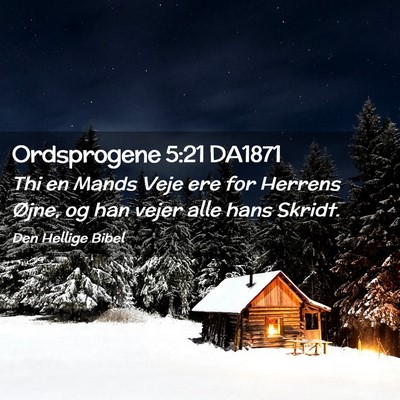 Picture 02 - Ordsprogene 5:21 DA1871 - Thi en Mands Veje ere for Herrens Øjne, og han - Bible Verse Picture