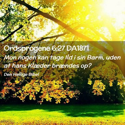Picture 02 - Ordsprogene 6:27 DA1871 - Mon nogen kan tage Ild i sin Barm, uden at hans - Bible Verse Picture