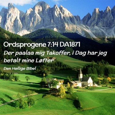 Picture 02 - Ordsprogene 7:14 DA1871 - Der paalaa mig Takoffer, i Dag har jeg betalt - Bible Verse Picture