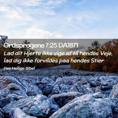 Picture 02 - Ordsprogene 7:25 DA1871 - Lad dit Hjerte ikke vige af til hendes Veje, lad - Bible Verse Picture