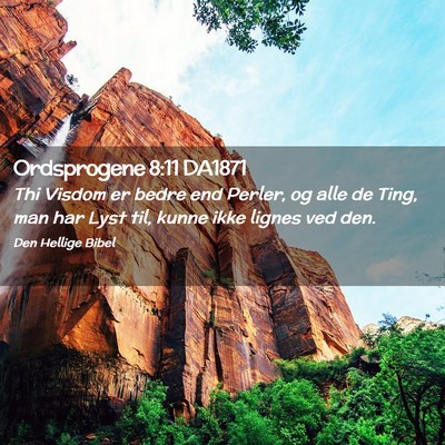 Picture 02 - Ordsprogene 8:11 DA1871 - Thi Visdom er bedre end Perler, og alle de Ting, - Bible Verse Picture