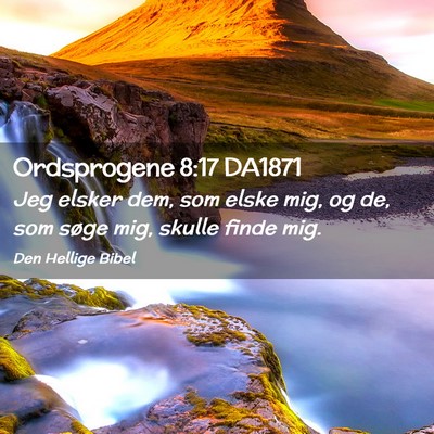 Picture 02 - Ordsprogene 8:17 DA1871 - Jeg elsker dem, som elske mig, og de, som søge - Bible Verse Picture