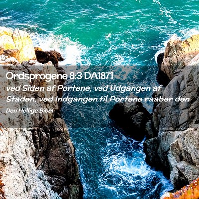 Picture 02 - Ordsprogene 8:3 DA1871 - ved Siden af Portene, ved Udgangen af Staden, ved - Bible Verse Picture