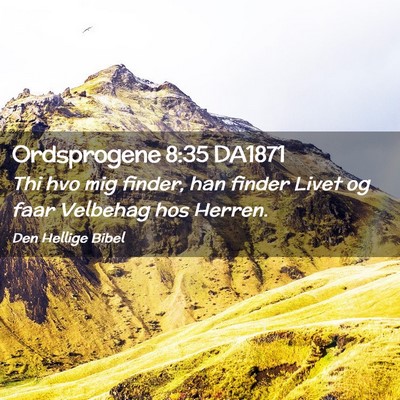 Picture 02 - Ordsprogene 8:35 DA1871 - Thi hvo mig finder, han finder Livet og faar - Bible Verse Picture