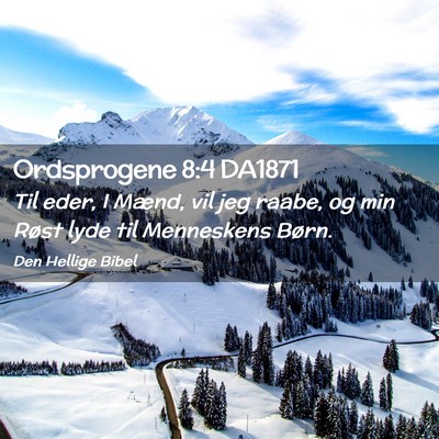 Picture 02 - Ordsprogene 8:4 DA1871 - Til eder, I Mænd, vil jeg raabe, og min Røst - Bible Verse Picture