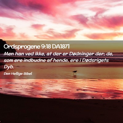 Picture 02 - Ordsprogene 9:18 DA1871 - Men han ved ikke, at der er Dødninger der; de, - Bible Verse Picture