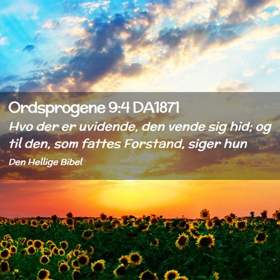 Picture 02 - Ordsprogene 9:4 DA1871 - Hvo der er uvidende, den vende sig hid; og til - Bible Verse Picture