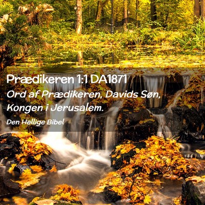 Picture 02 - Prædikeren 1:1 DA1871 - Ord af Prædikeren, Davids Søn, Kongen i - Bible Verse Picture