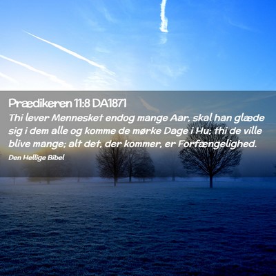 Picture 02 - Prædikeren 11:8 DA1871 - Thi lever Mennesket endog mange Aar, skal han - Bible Verse Picture