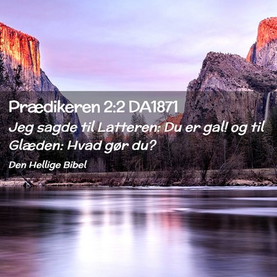 Picture 02 - Prædikeren 2:2 DA1871 - Jeg sagde til Latteren: Du er gal! og til - Bible Verse Picture