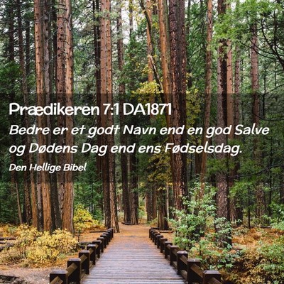 Picture 02 - Prædikeren 7:1 DA1871 - Bedre er et godt Navn end en god Salve og Dødens - Bible Verse Picture