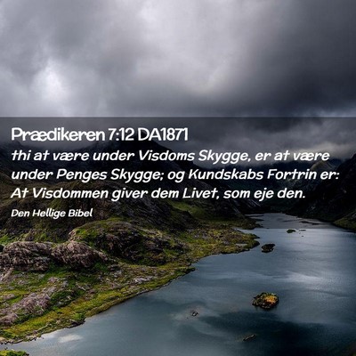Picture 02 - Prædikeren 7:12 DA1871 - thi at være under Visdoms Skygge, er at være - Bible Verse Picture
