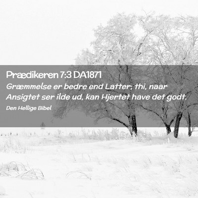 Picture 02 - Prædikeren 7:3 DA1871 - Græmmelse er bedre end Latter; thi, naar - Bible Verse Picture