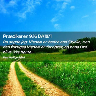 Picture 02 - Prædikeren 9:16 DA1871 - Da sagde jeg: Visdom er bedre end Styrke; men den - Bible Verse Picture