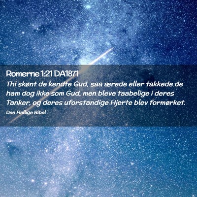 Picture 02 - Romerne 1:21 DA1871 - Thi skønt de kendte Gud, saa ærede eller - Bible Verse Picture