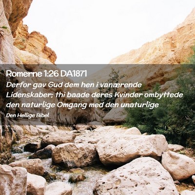 Picture 02 - Romerne 1:26 DA1871 - Derfor gav Gud dem hen i vanærende Lidenskaber; - Bible Verse Picture