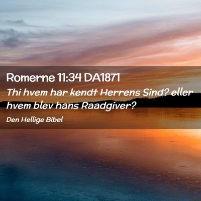 Picture 02 - Romerne 11:34 DA1871 - Thi hvem har kendt Herrens Sind? eller hvem blev - Bible Verse Picture