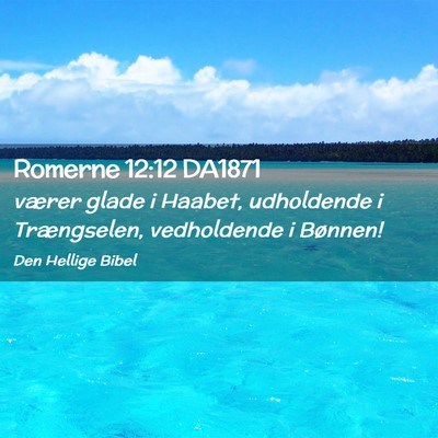 Picture 02 - Romerne 12:12 DA1871 - værer glade i Haabet, udholdende i Trængselen, - Bible Verse Picture