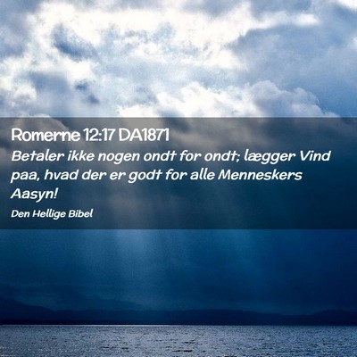 Picture 02 - Romerne 12:17 DA1871 - Betaler ikke nogen ondt for ondt; lægger Vind - Bible Verse Picture