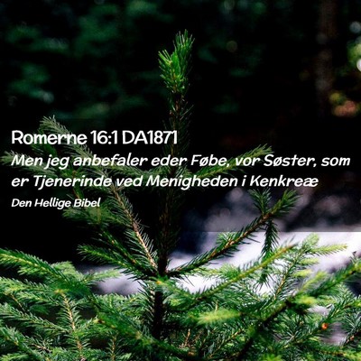 Picture 02 - Romerne 16:1 DA1871 - Men jeg anbefaler eder Føbe, vor Søster, som er - Bible Verse Picture