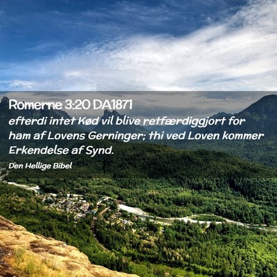 Picture 02 - Romerne 3:20 DA1871 - efterdi intet Kød vil blive retfærdiggjort for - Bible Verse Picture