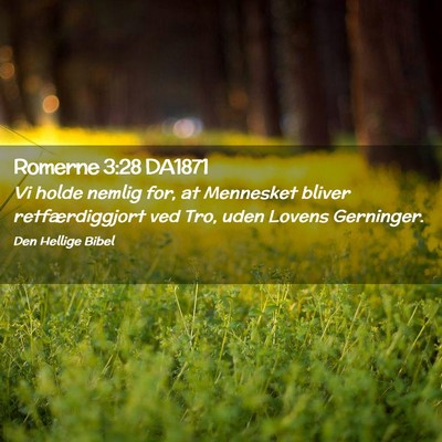 Picture 02 - Romerne 3:28 DA1871 - Vi holde nemlig for, at Mennesket bliver - Bible Verse Picture