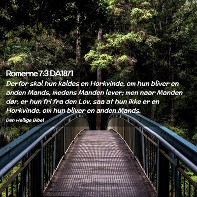 Picture 02 - Romerne 7:3 DA1871 - Derfor skal hun kaldes en Horkvinde, om hun - Bible Verse Picture