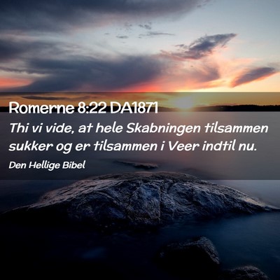 Picture 02 - Romerne 8:22 DA1871 - Thi vi vide, at hele Skabningen tilsammen sukker - Bible Verse Picture