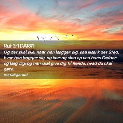 Picture 02 - Rut 3:4 DA1871 - Og det skal ske, naar han lægger sig, saa mærk - Bible Verse Picture