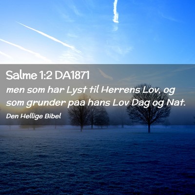 Picture 02 - Salme 1:2 DA1871 - men som har Lyst til Herrens Lov, og som grunder - Bible Verse Picture