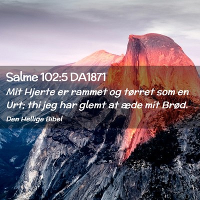 Picture 02 - Salme 102:5 DA1871 - Mit Hjerte er rammet og tørret som en Urt; thi - Bible Verse Picture
