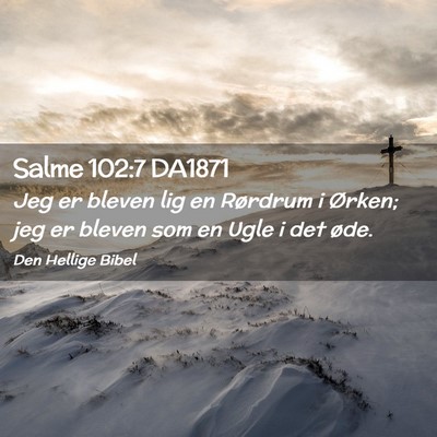 Picture 02 - Salme 102:7 DA1871 - Jeg er bleven lig en Rørdrum i Ørken; jeg er - Bible Verse Picture
