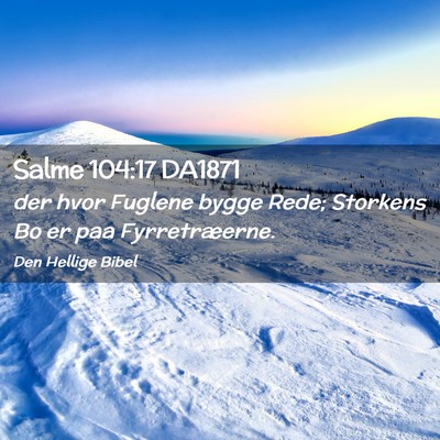 Picture 02 - Salme 104:17 DA1871 - der hvor Fuglene bygge Rede; Storkens Bo er paa - Bible Verse Picture