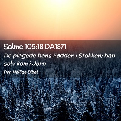 Picture 02 - Salme 105:18 DA1871 - De plagede hans Fødder i Stokken; han selv kom i - Bible Verse Picture