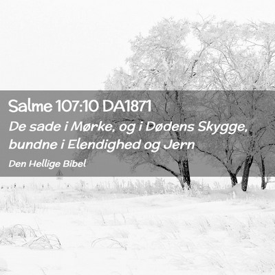 Picture 02 - Salme 107:10 DA1871 - De sade i Mørke, og i Dødens Skygge, bundne i - Bible Verse Picture