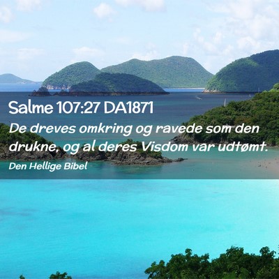 Picture 02 - Salme 107:27 DA1871 - De dreves omkring og ravede som den drukne, og al - Bible Verse Picture